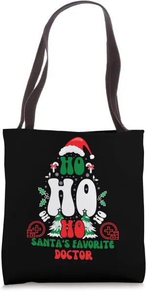 Ho Ho Ho Santa's Favorite Doctor Funny Retro Christmas Tote Bag