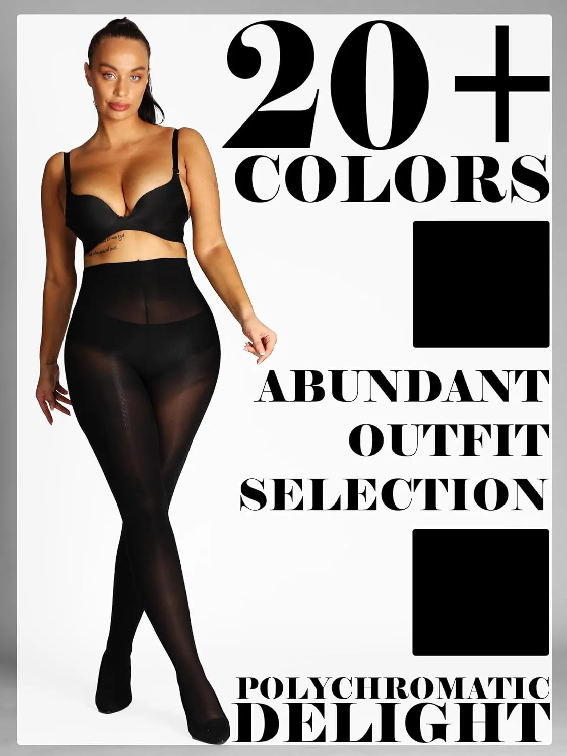 HONENNA Semi Opaque Silky Women Pantyhose Tights, 20  Colors Invisibly Toe Reinforced 60 Den Size A-E
