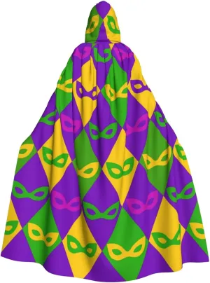 Hooded Cloak Unisex Cloak with Hood Mardi Gras Cloak Witch Cape Cosplay Costume