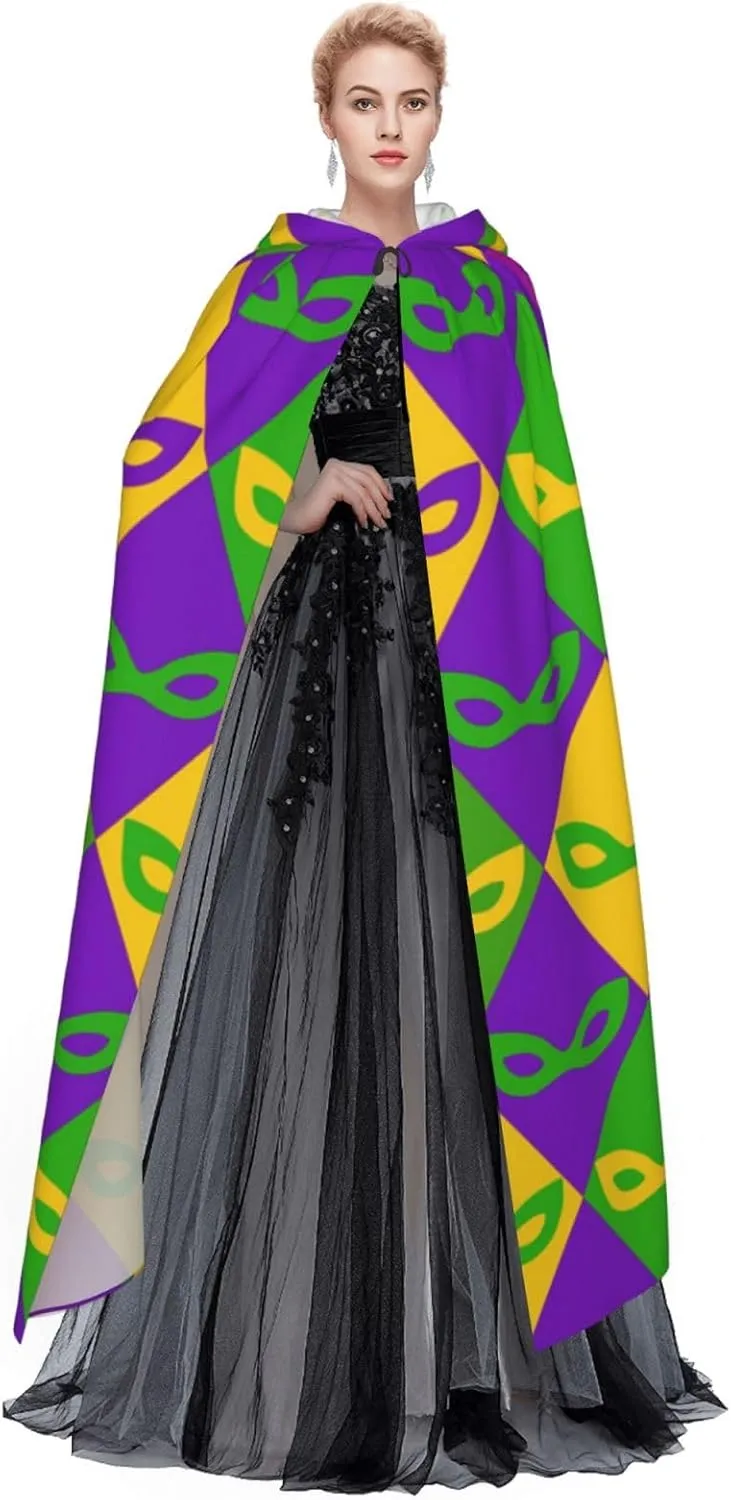Hooded Cloak Unisex Cloak with Hood Mardi Gras Cloak Witch Cape Cosplay Costume