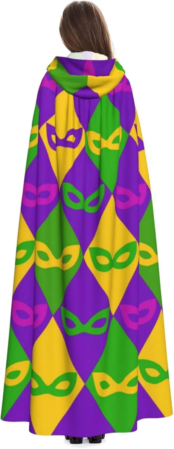 Hooded Cloak Unisex Cloak with Hood Mardi Gras Cloak Witch Cape Cosplay Costume
