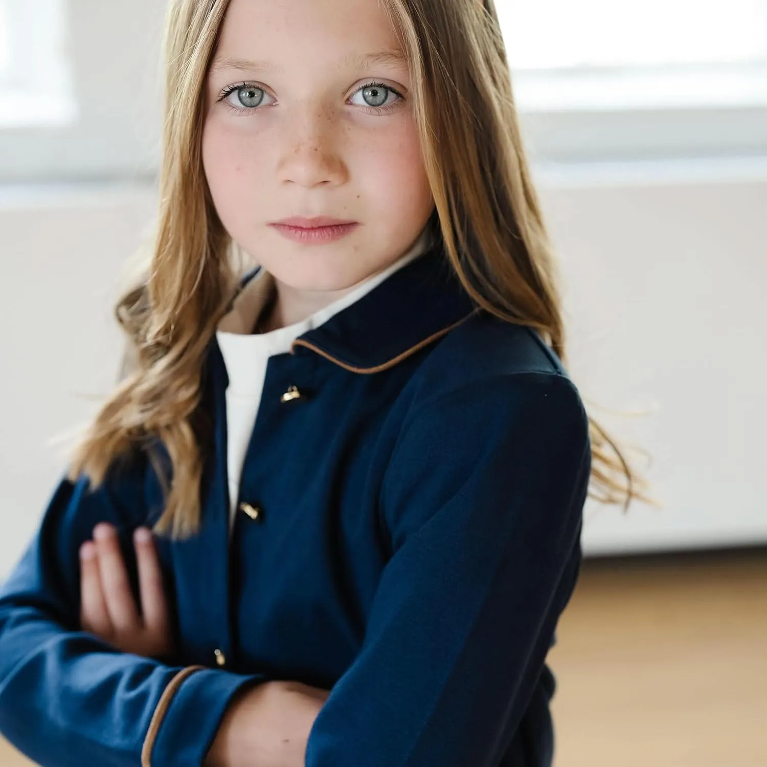 Hope & Henry Girls' Dressy Ponte Knit Riding Blazer