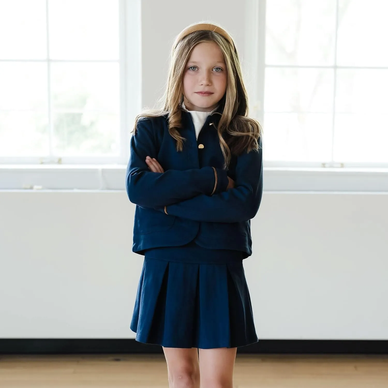 Hope & Henry Girls' Dressy Ponte Knit Riding Blazer