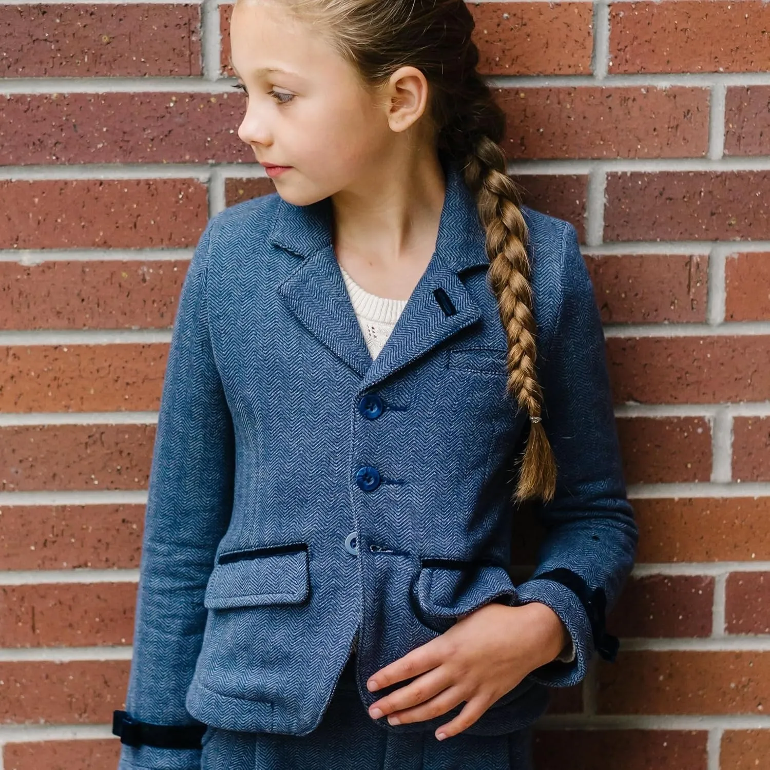 Hope & Henry Girls' Dressy Ponte Knit Riding Blazer