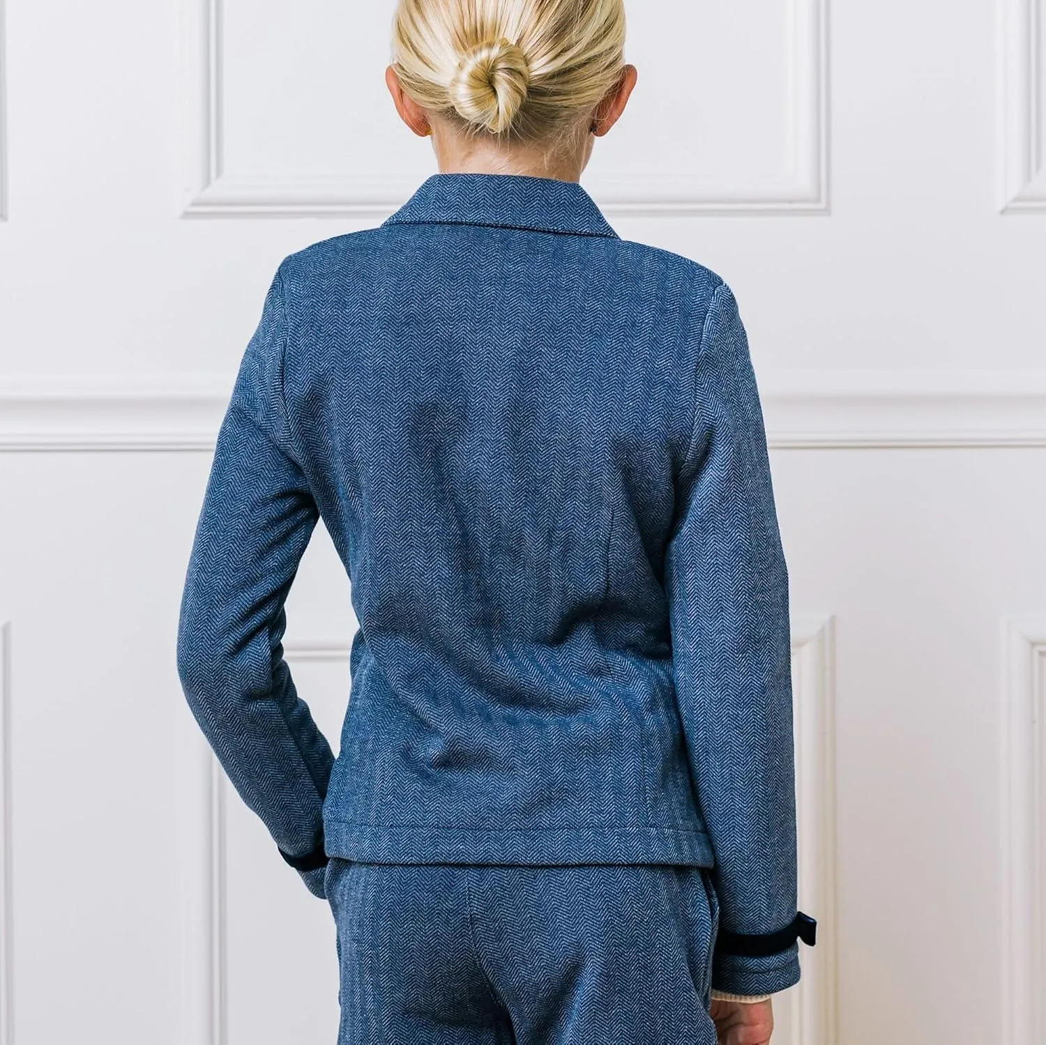 Hope & Henry Girls' Dressy Ponte Knit Riding Blazer