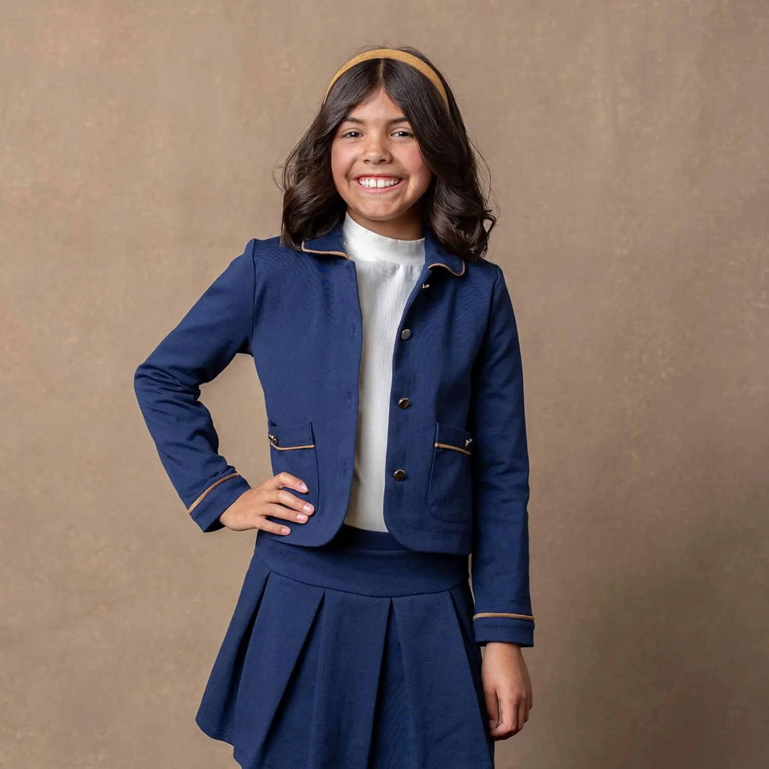 Hope & Henry Girls' Dressy Ponte Knit Riding Blazer