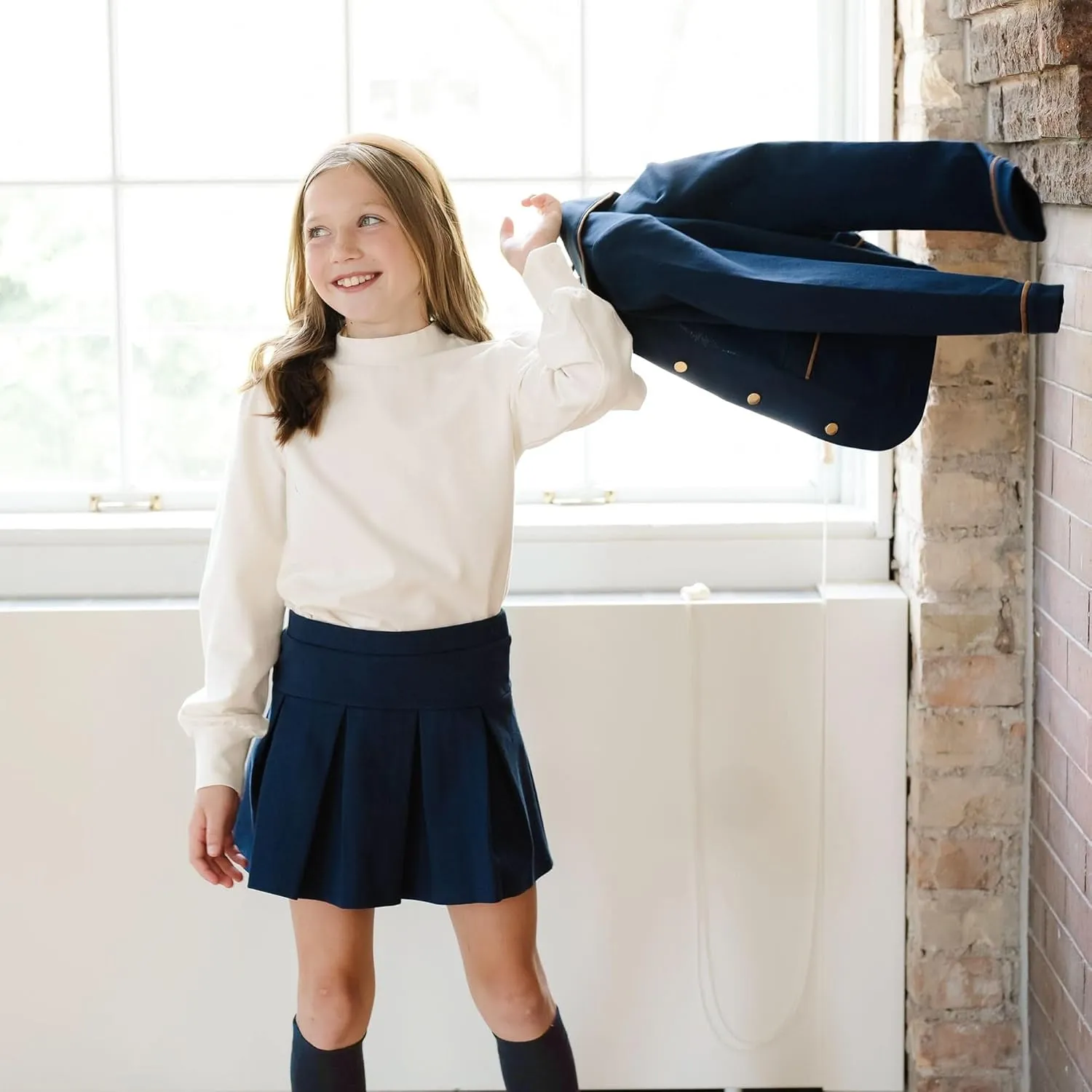 Hope & Henry Girls' Dressy Ponte Knit Riding Blazer