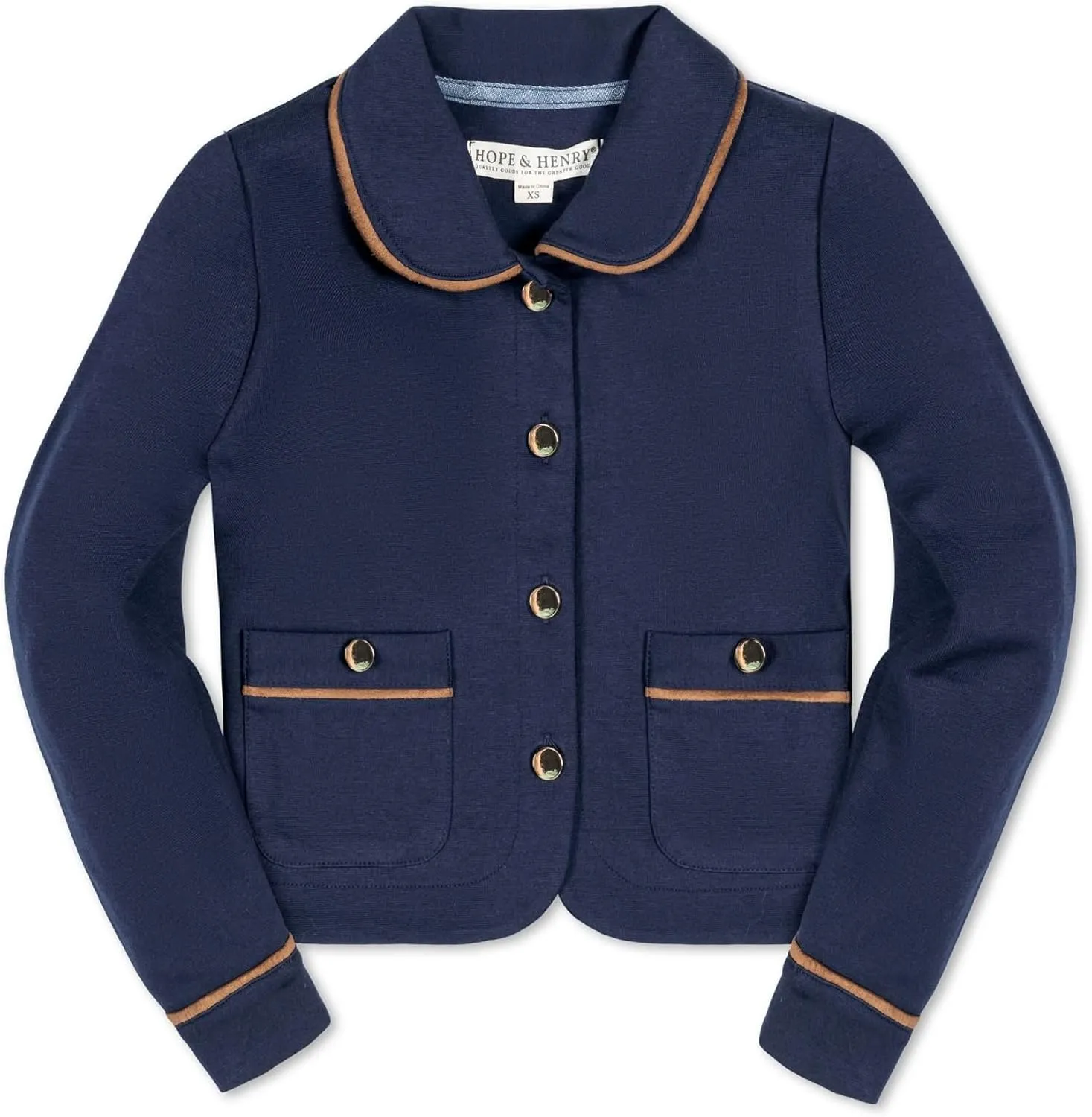 Hope & Henry Girls' Dressy Ponte Knit Riding Blazer