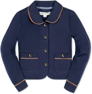 Hope & Henry Girls' Dressy Ponte Knit Riding Blazer