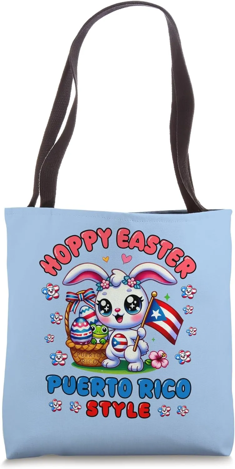 Hoppy Easter Puerto Rico Style Cute Bunny for Kids Toddlers Tote Bag