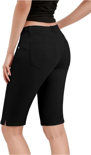 Hybrid & Company Womens Ultra Comfy Butt Lift Stretch Bermuda City Shorts