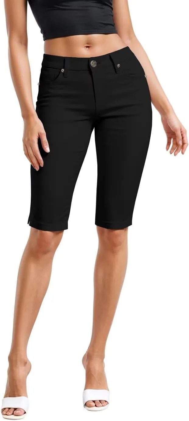 Hybrid & Company Womens Ultra Comfy Butt Lift Stretch Bermuda City Shorts