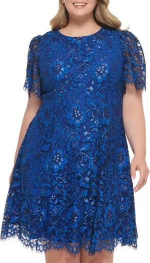 Jessica Howard Women's Lace Midi Dress with Flutter Sleeves and Boat Neck
