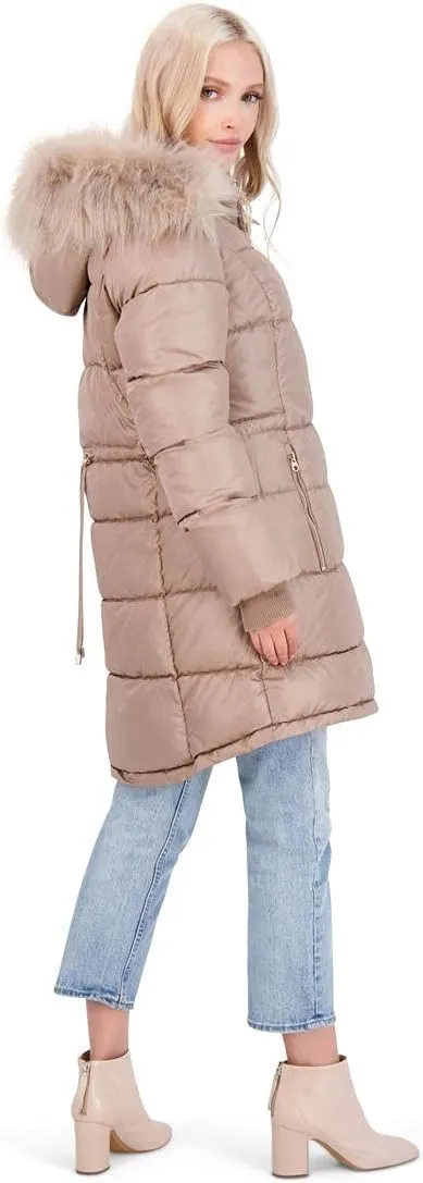 Jessica Simpson Puffer Coat for Women - Quilted Winter Coat w/Faux Fur Hood