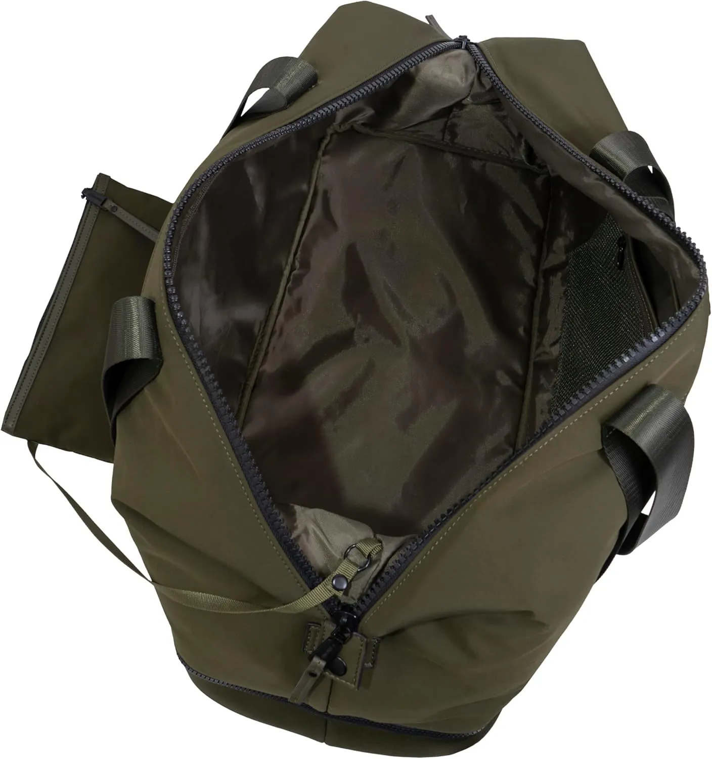 Joan & David 21" Weekender Yoga Gym Duffel Bag with Neoprene Zippered Drop Bottom Compartment Lined In Peva for Non-absorbtion of Odors, Detachable Pouch, Including TSA Approved Bottles (Olive)
