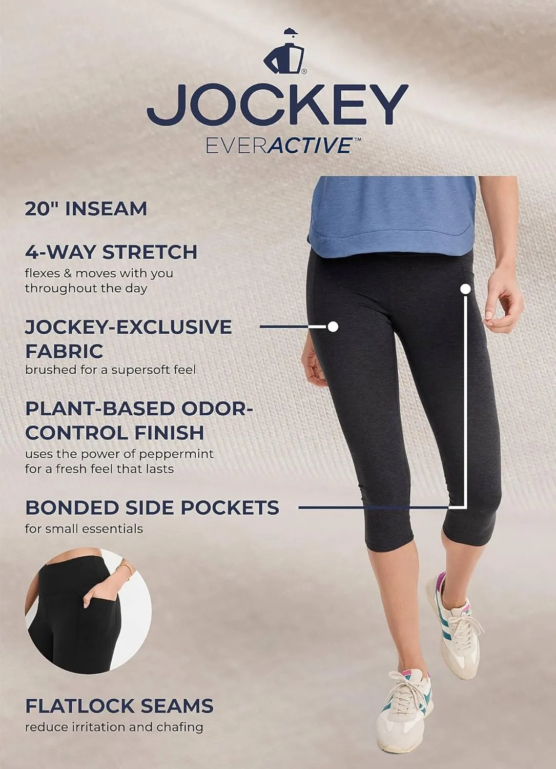 Jockey Women's Activewear EVERACTIVE Capri Legging