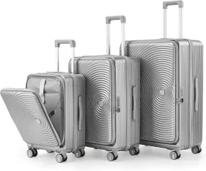 Kangmusi Luggage Sets 3 Piece(20/24/28), Expandable Carry On Luggage with TSA Lock Airline Approved, Hard Shell and Lightweight Suitcase with Front Pocket and Spinner Wheels