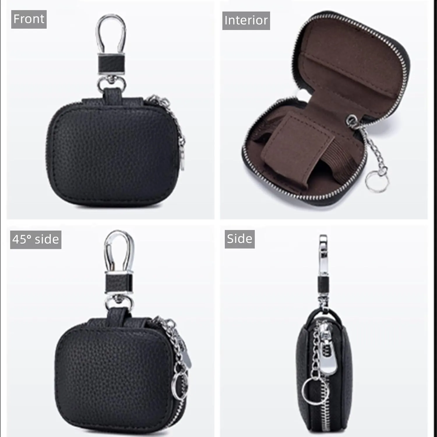 key bag leather waist hanging key bag suitable for Bluetooth headset protective case(Blue)
