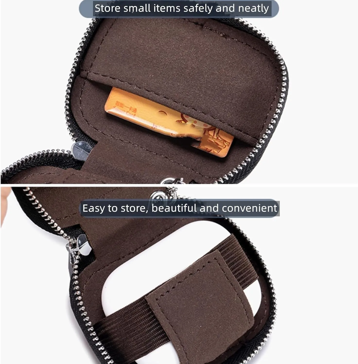 key bag leather waist hanging key bag suitable for Bluetooth headset protective case(Blue)
