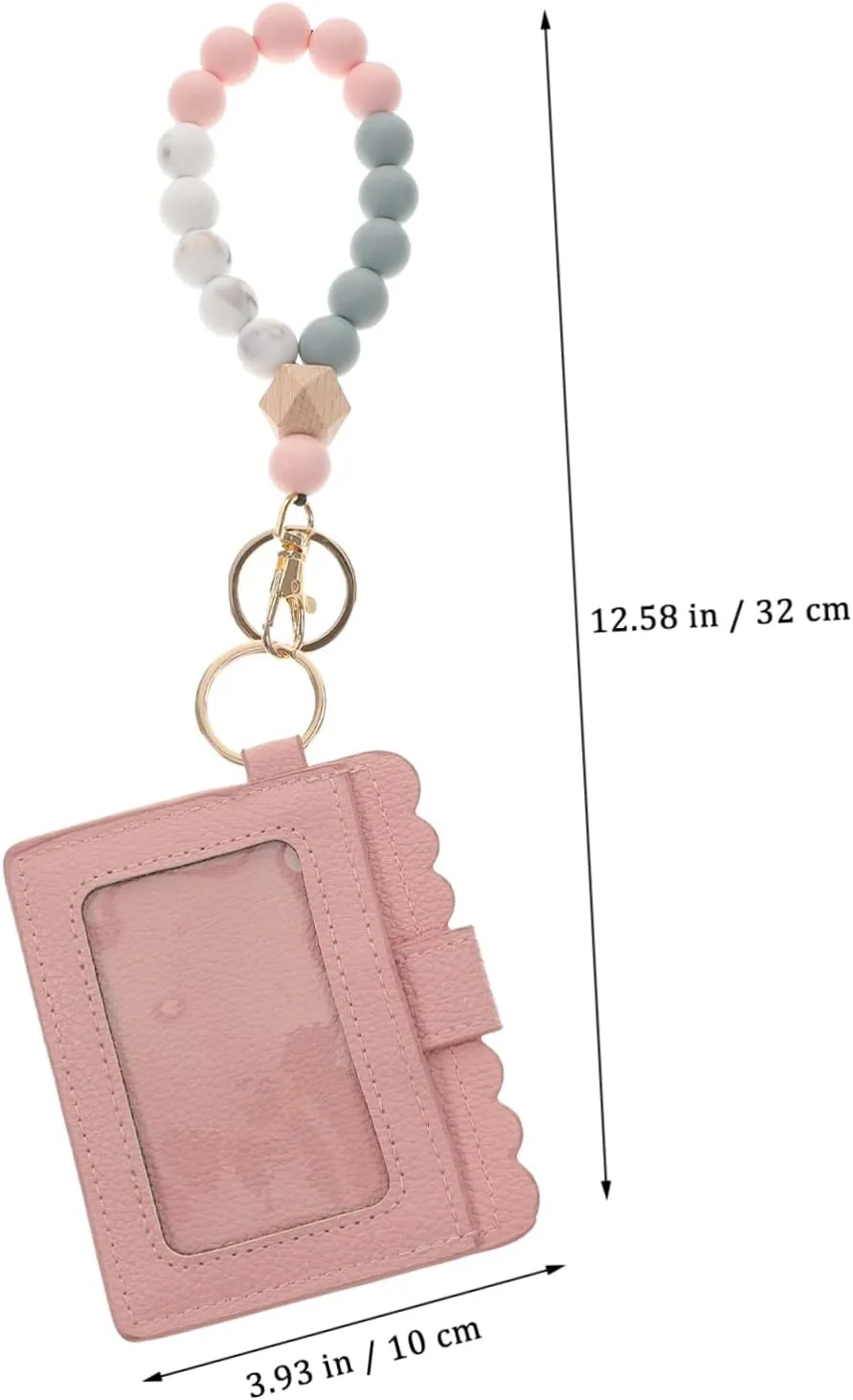 Key Ring Bracelet Card Pouch Beaded Keychain Wristlet Stain-resistant Easy Maintenance