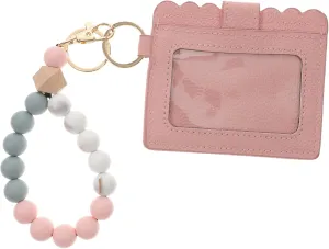 Key Ring Bracelet Card Pouch Beaded Keychain Wristlet Stain-resistant Easy Maintenance