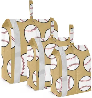 Khaki Baseball Print Packing Cubes Set of 3, Lightweight Travel Luggage Organizers Foldable Bags for Easy Packing and Organization