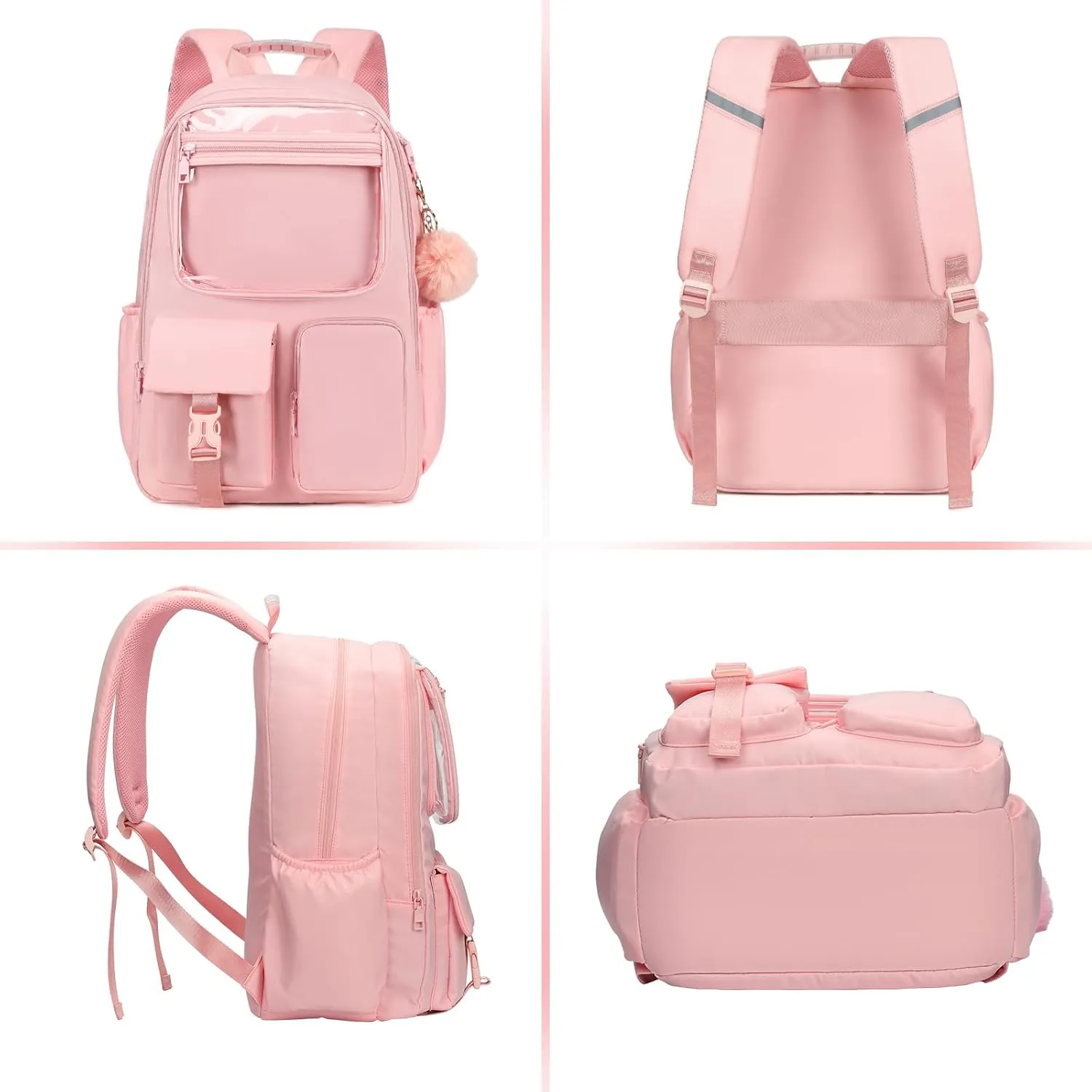 Kids Backpack for Girls Bookbag College Middle High School Bag for Student Pink Plain Ita Bag