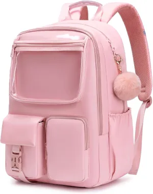 Kids Backpack for Girls Bookbag College Middle High School Bag for Student Pink Plain Ita Bag