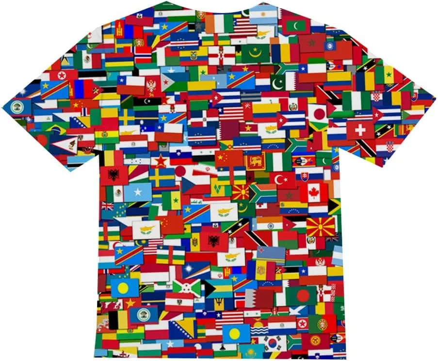Kids Print 3D Print World Flags of The Countries Funny Graphic Pattern Holiday Tees Shirts for Youth Boys Girls 4-14 Years