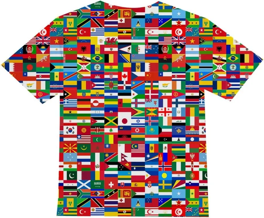 Kids Print 3D Print World Flags of The Countries Funny Graphic Pattern Holiday Tees Shirts for Youth Boys Girls 4-14 Years