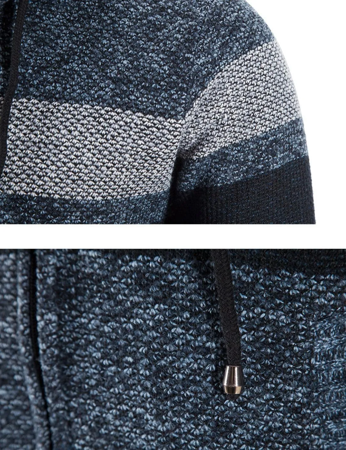 Kinkia Men's Zip Up Hoodies Casual Long Sleeve Full Zipper Sherpa Fleece Lined Knit Cardigan Sweater Jacket with Pockets