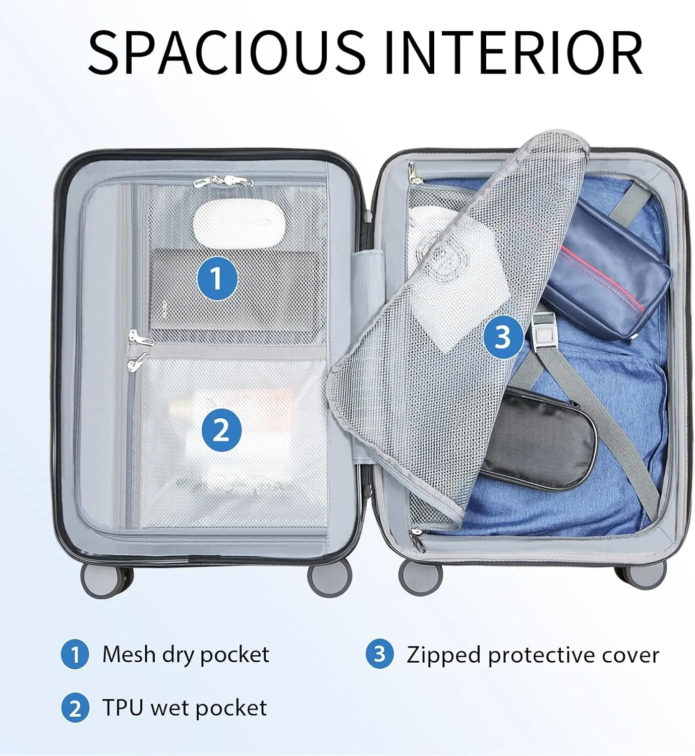 KROSER Hardside Expandable Carry On Luggage with Spinner Wheels & Built-in TSA Lock, Durable Suitcase Rolling Luggage with USB Port, Carry-On 20-Inch, Steel Grey