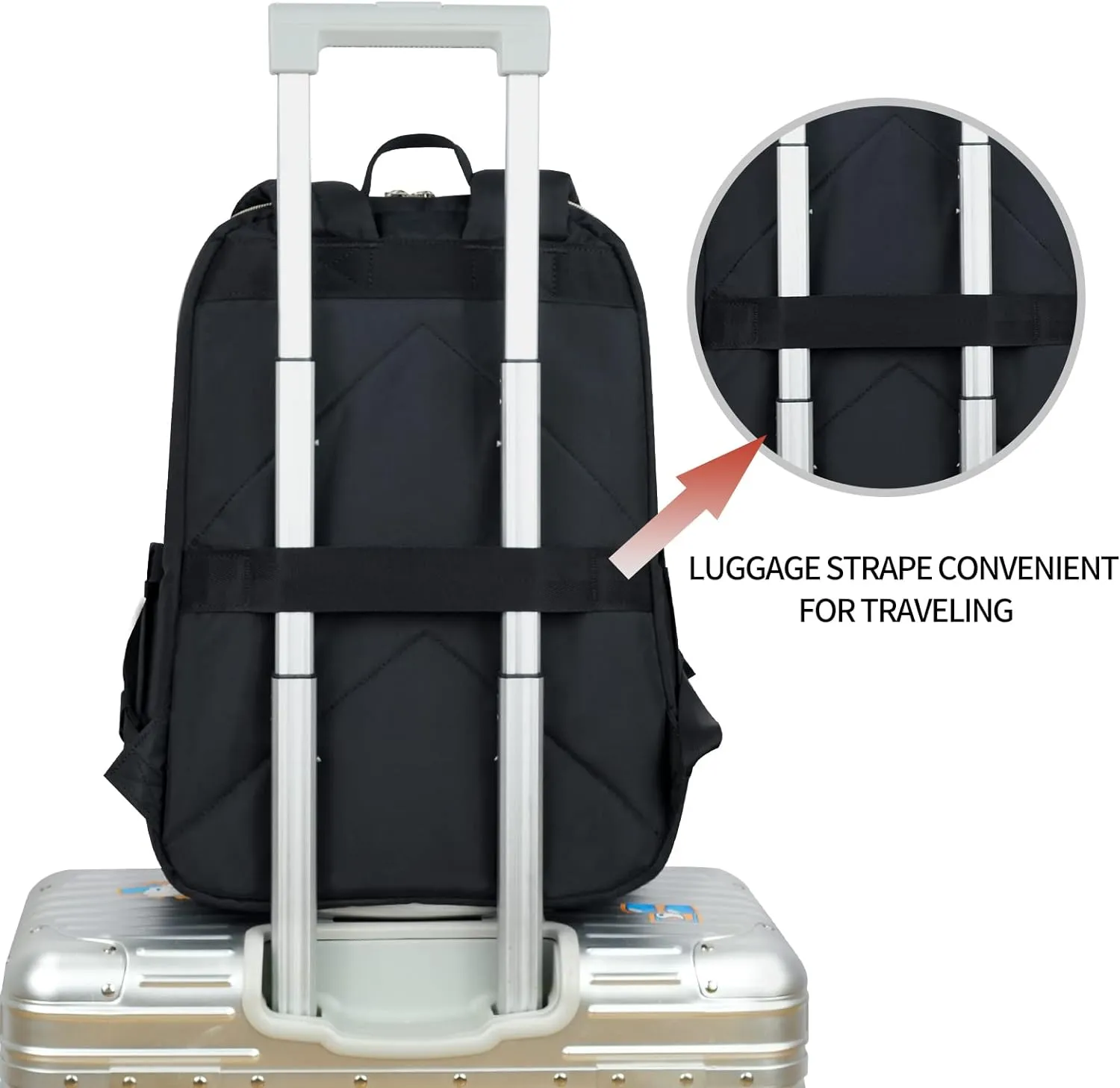 KROSER Laptop Backpack 15.6 Inch Stylish Daypack with USB Charging Port, Water-repellent Nylon Backpack Backpack for Travel/Business/Women/Black