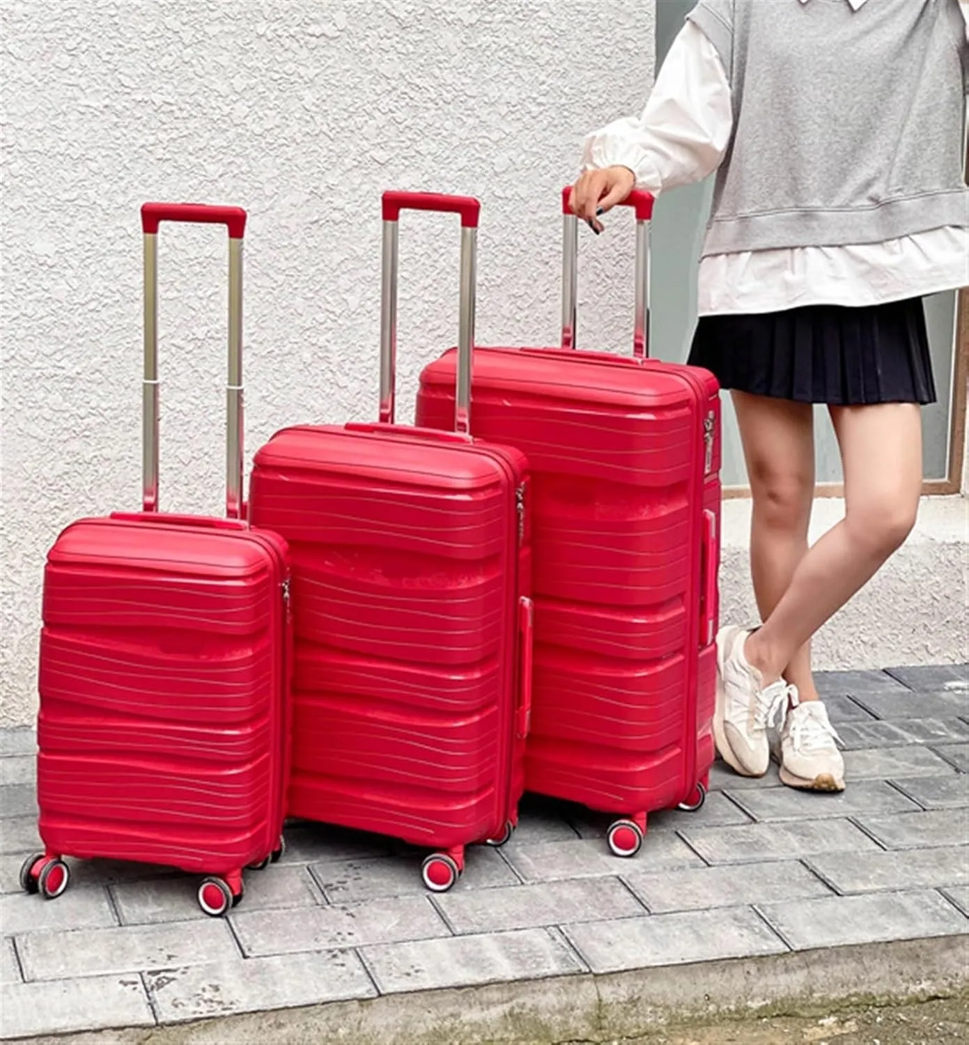 KYUSAR Carry On Luggages Suitcase Travel Suitcase With Spinner Wheels,Lightweight Ergonomic Handles, Traveling Suitcases Luggage Suitcases (Color : Red, Size : 24inch)