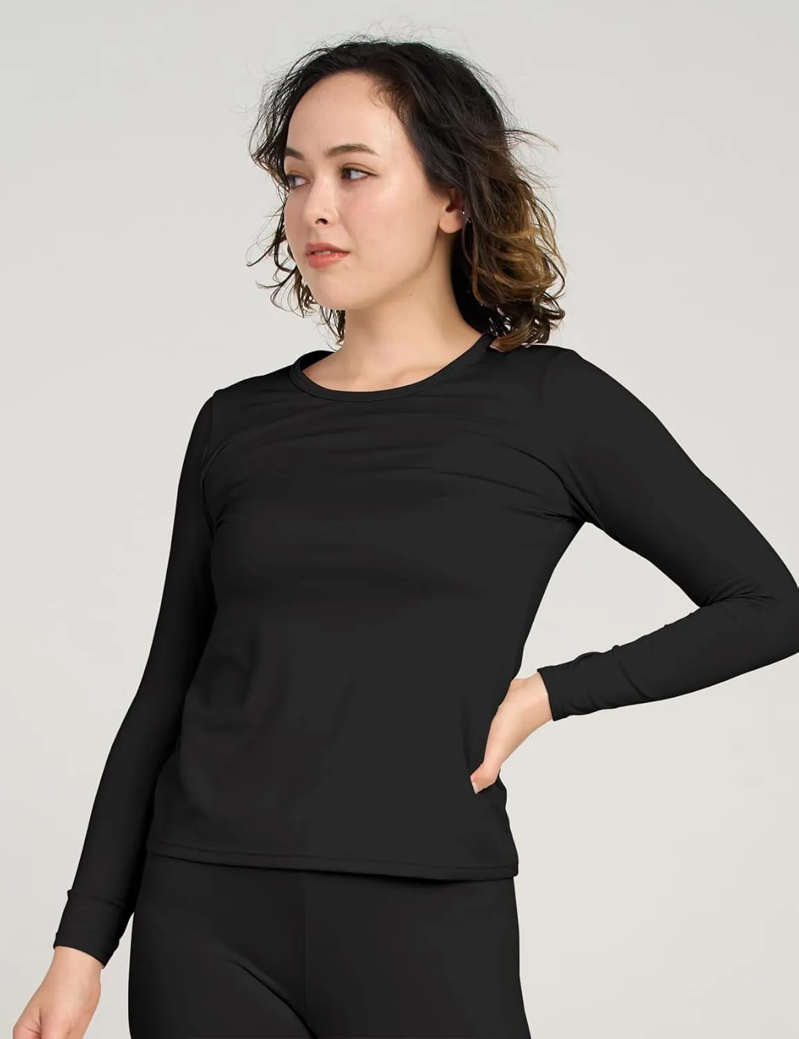 LAPASA Women Thermal Shirt Crewneck Mock Neck Turtleneck Base Layer Fleece Top Thermoflux Lightweight Midweight Heavyweight