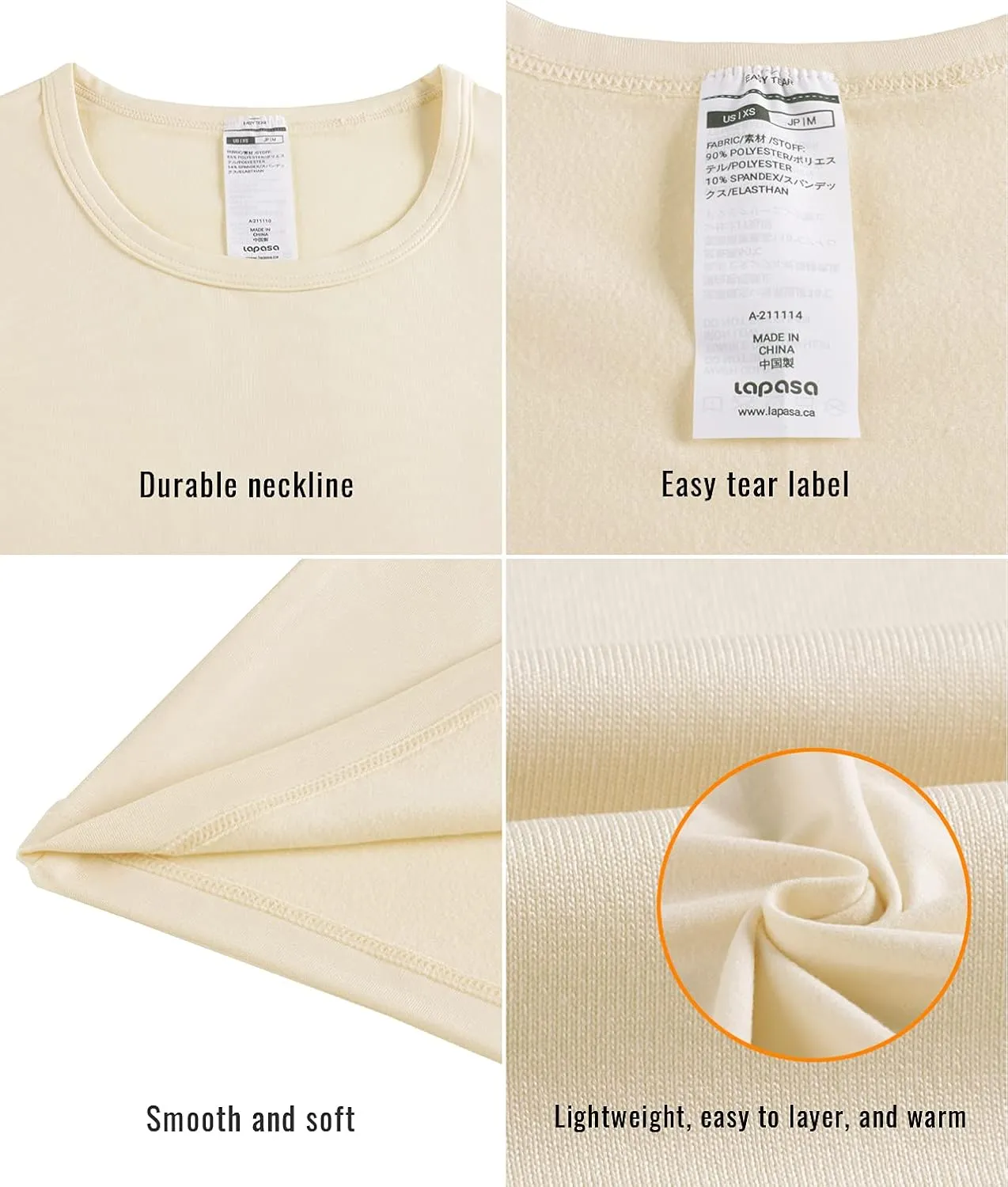 LAPASA Women Thermal Shirt Crewneck Mock Neck Turtleneck Base Layer Fleece Top Thermoflux Lightweight Midweight Heavyweight