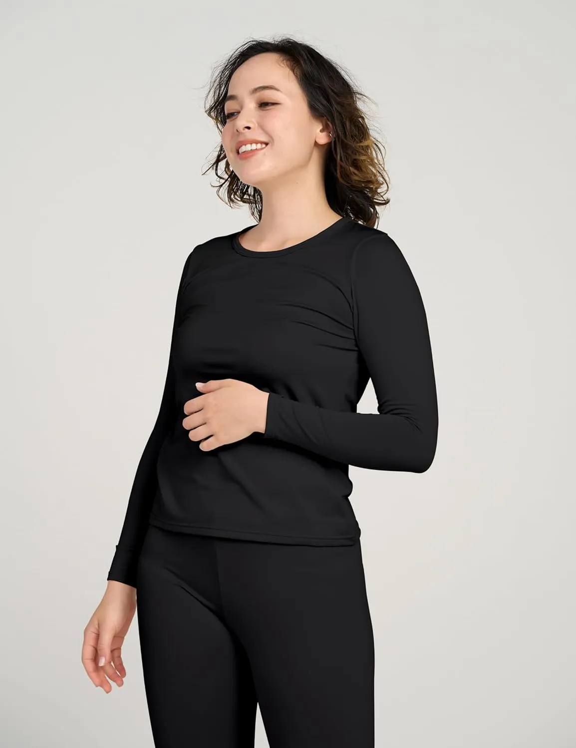 LAPASA Women Thermal Shirt Crewneck Mock Neck Turtleneck Base Layer Fleece Top Thermoflux Lightweight Midweight Heavyweight