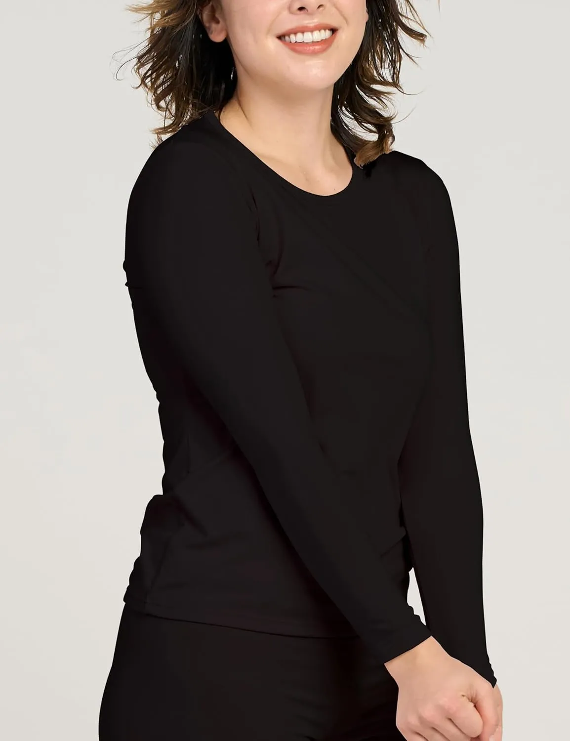 LAPASA Women Thermal Shirt Crewneck Mock Neck Turtleneck Base Layer Fleece Top Thermoflux Lightweight Midweight Heavyweight