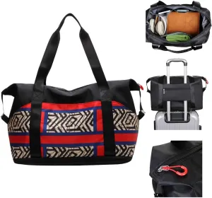 Large Capacity Travel Luggage Bag, Women's Tote Bag to Carry Airplane Fits Under Seat, Men's Short Business Carry-on Sports Gym Dry and Wet Separation BagElegant Coffee