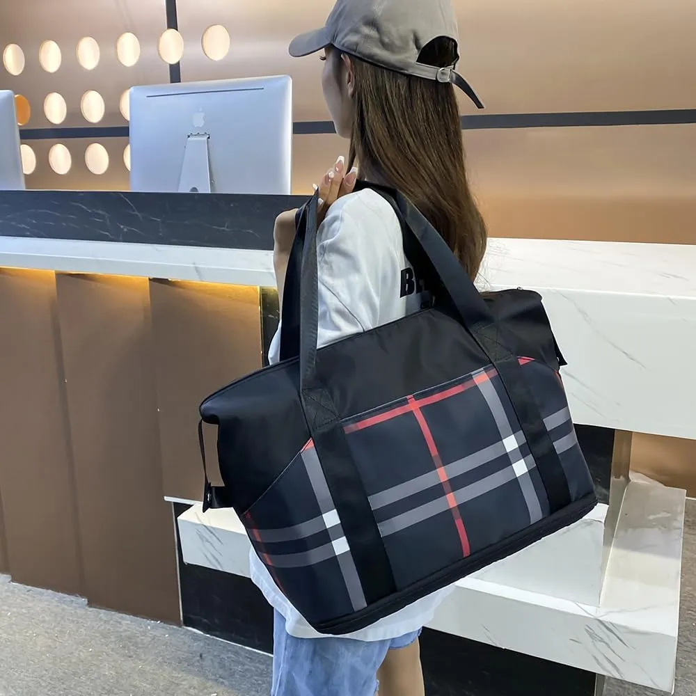 Large Capacity Travel Luggage Bag, Women's Tote Bag to Carry Airplane Fits Under Seat, Men's Short Business Carry-on Sports Gym Dry and Wet Separation BagElegant Coffee