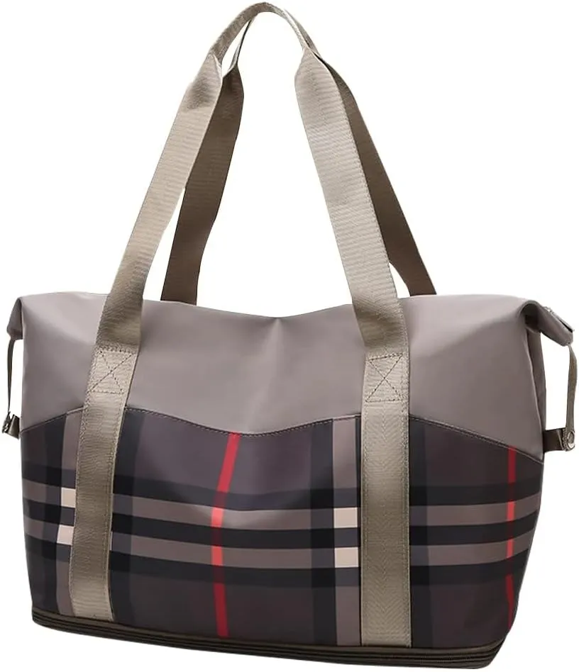 Large Capacity Travel Luggage Bag, Women's Tote Bag to Carry Airplane Fits Under Seat, Men's Short Business Carry-on Sports Gym Dry and Wet Separation BagTrend Red