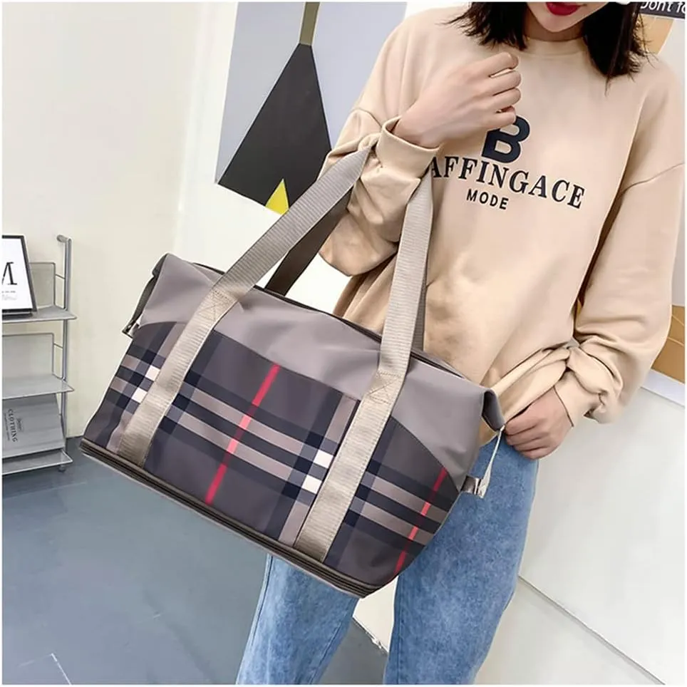 Large Capacity Travel Luggage Bag, Women's Tote Bag to Carry Airplane Fits Under Seat, Men's Short Business Carry-on Sports Gym Dry and Wet Separation BagTrend Red