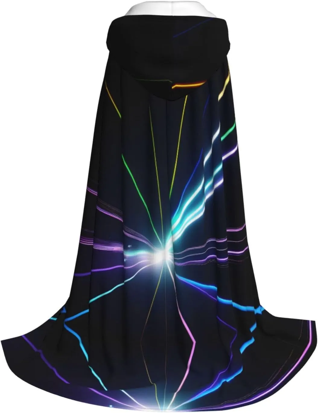 Laser Light Print Unisex Hooded Robe Cloak Vampire Witch Cape Cosplay Costume For Halloween Cosplay