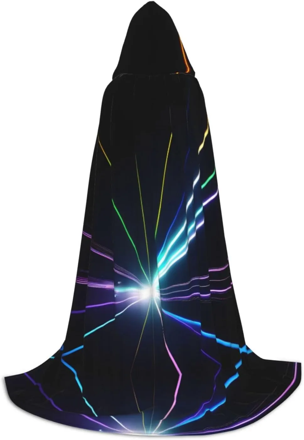 Laser Light Print Unisex Hooded Robe Cloak Vampire Witch Cape Cosplay Costume For Halloween Cosplay