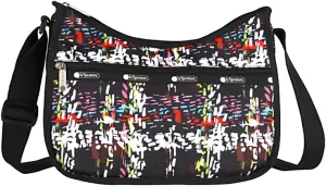 LeSportsac Running Weave Classic Hobo Crossbody Bag   Cosmetic Bag, Style 7520/Color E474, Festive & Colorful Confetti Style Abstract Printed Weave Pattern, Modern & Fun Interpretative Plaid Design