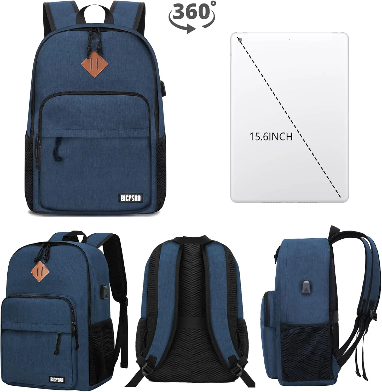 Lightweight Backpack for Men Women, School Backpack for Girls Boys Teen, Colloge High School Backpack with USB Charging Port, Simple Daily use Bookbag, Kids Book Bag, Mochilas Escolares para,Blue