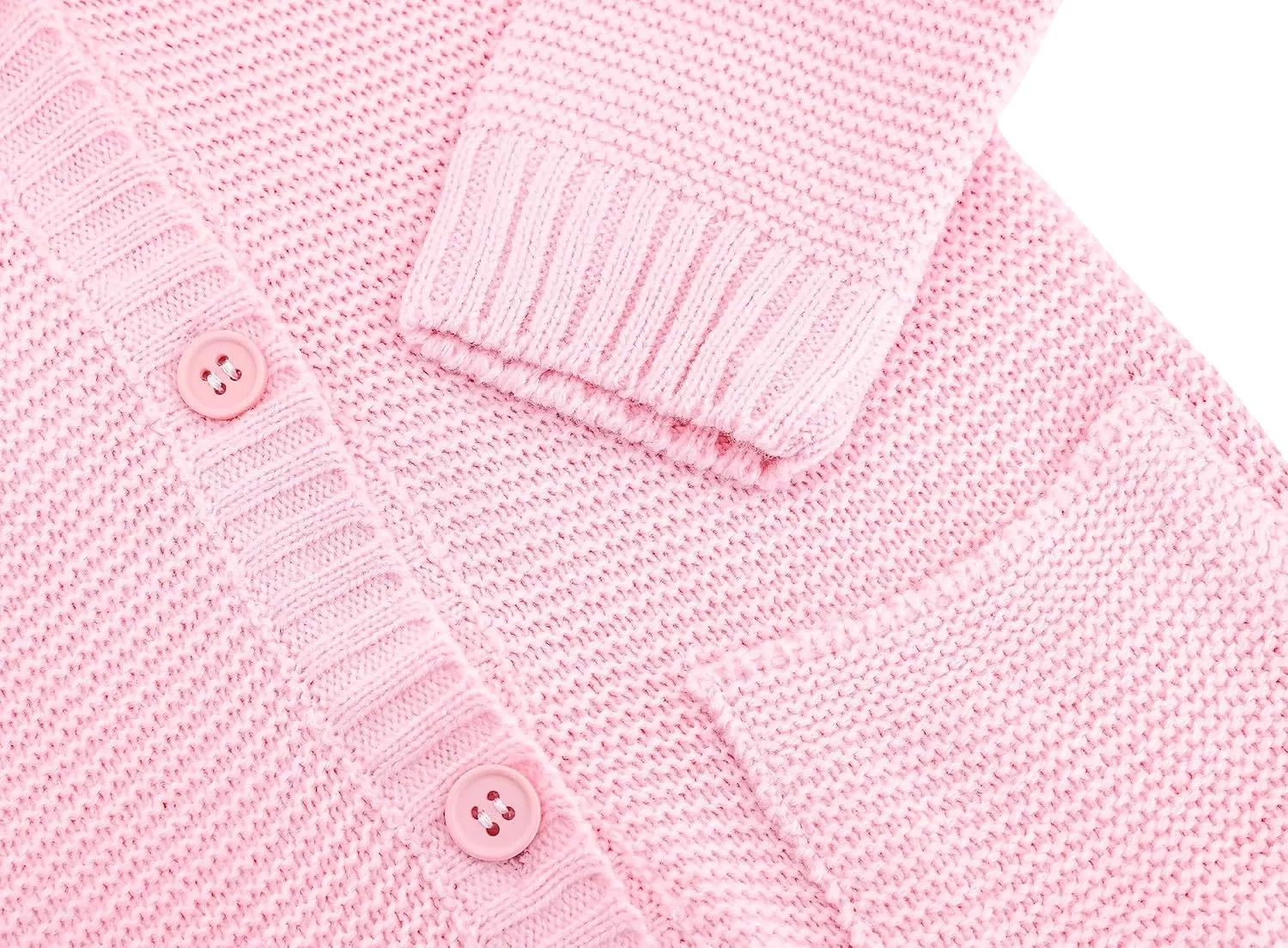 Lilax Baby Girls' Hooded Cardigan, Soft Knit Ribbed Button Closure Sweater