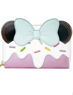 Loungefly X LASR Exclusive Disney Frosted Minnie Ice Cream Zip Wallet - Fashion Cosplay Disneybound Cute Wallets