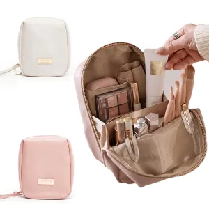Makeup Bag for Women with Large Capacity Cosmetic Bag and High-End Double-Layer Cosmetics Storage Bag with Compartment Travel Makeup Bag (Beige)