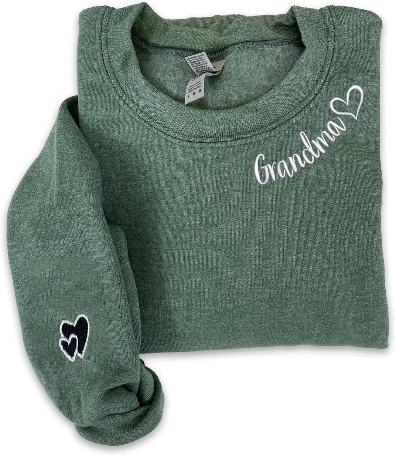 Mama Embroidered Crewneck Sweatshirt, Mama Neckline Sweater with Heart on Sleeve, Mama Pullover Size M-4XL